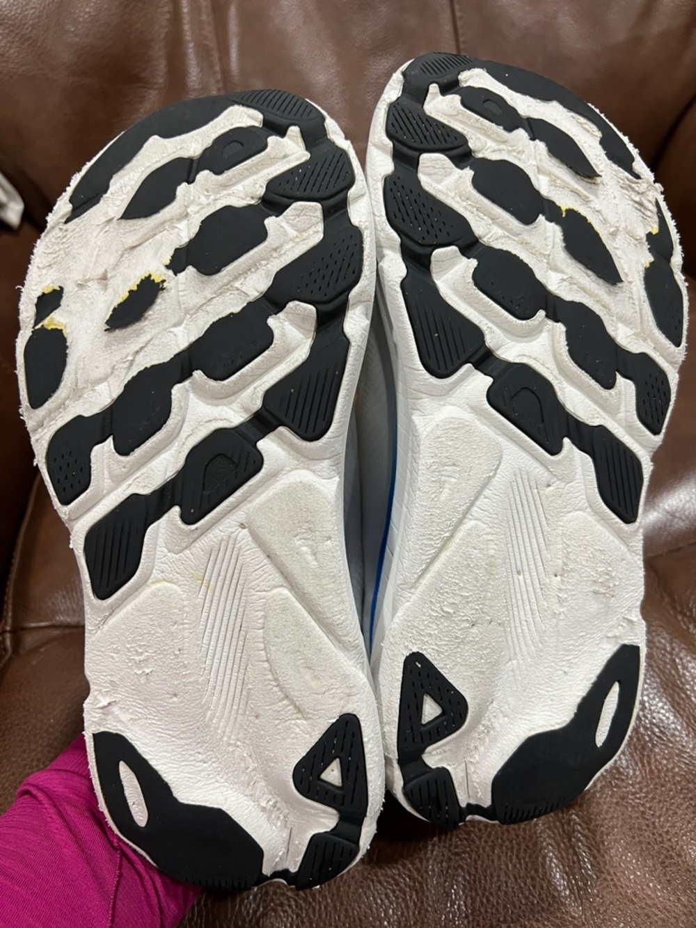 Hoka  Clifton White and Neon Yellow Mens Sneakers - Picture 9 of 15